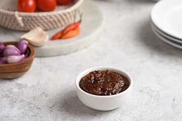 Sambal is one of Indonesian signature condiment, made from chili, garlic, shallot, and tomato.
