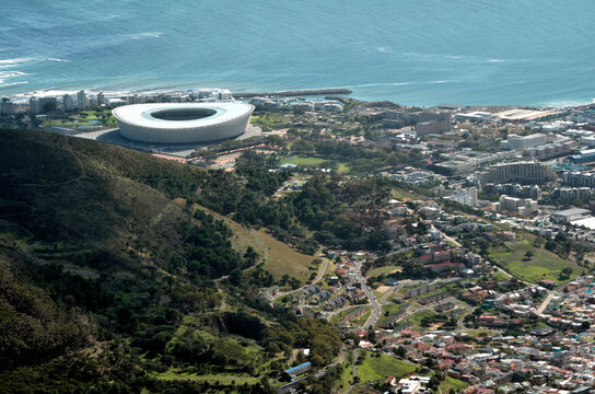 View of the Olympic Stadium from Table Mountain in Cape Town South Africa