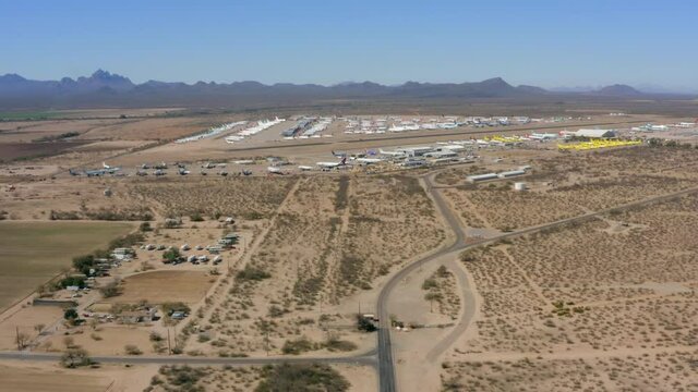 4K aerial of Pinal County Airpark airport by Tucson, Arizona, USA.