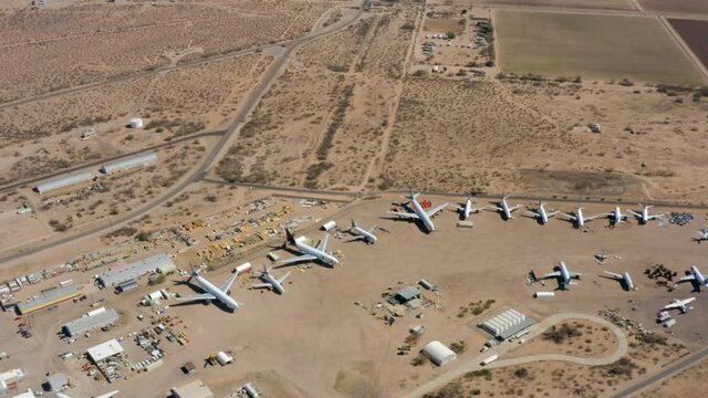 4K aerial of Pinal County Airpark airport by Tucson, Arizona, USA.
