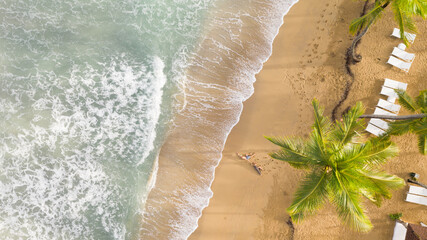 Aerial view of tropical beach in the Dominican Republic.
