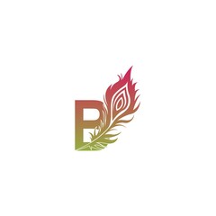 Letter B  with feather logo icon design vector