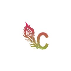 Letter C  with feather logo icon design vector