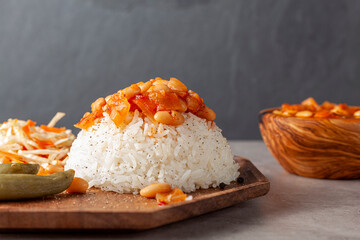 Bean stew over rice pilaf known as Pilav ustu kuru fasulye is a popular dish in Turkey where...