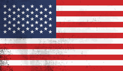 Fototapeta premium American flag. Grunge old flag USA isolated white background.