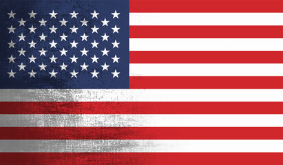 Naklejka premium American flag. Grunge old flag USA isolated white background.