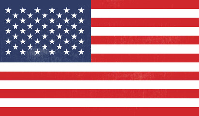 American flag. Grunge old flag USA isolated white background.