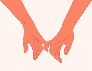 Shaking hands. Two hands gestures. Hold someone else's hand to help. Helping each other. meeting, partnership, support, friendship, agreement, love, lovers hands. hand in hand flat vector illustration