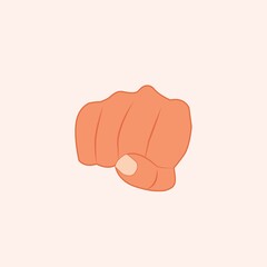 Wrist, throw a fist, Male clenched fist, isolated hand with a fist front view. Alpha. Protest. Woman or Man throwing a punch, fist bumping flat realistic vector illustration