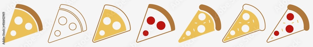 Wall mural pizza slice icon italian pizza slice set | pizza slices icon vector illustration logo | isolated piz