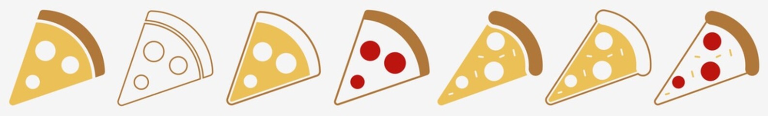 Pizza Slice Icon Italian Pizza Slice Set | Pizza Slices Icon Vector Illustration Logo | Isolated Pizza Slice Icon Pizzeria Pizza Slice Collection