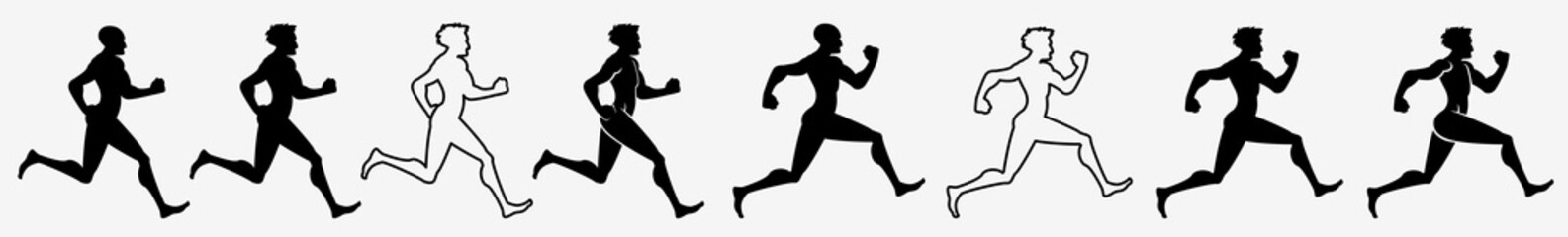 Running Man Icon Silhouette Running Man Set | Running Men Icon Runner Vector Illustration Logo | Marathon Running Man Icon Adult Running Man Isolated Collection