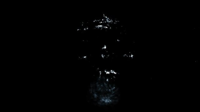 Dead man in spooky tomb. Scary animation of mummy skull face. Dark theme animated film. Horror movie for Halloween. Abstract video for music clips and VJ loops. Grunge, dirty, coal and noise effects. 