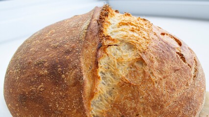 Crisp loaf of bread in sunlight