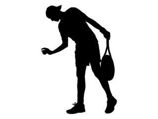 サーブを打つ動作に入るテニスプレイヤーのシルエット