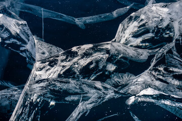 Perfect desktop wallpaper. Numerous streaks of cracks in the transparent blue clear ice. Amazing...