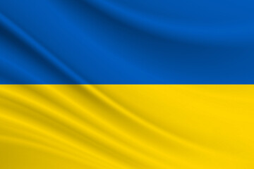 Flag of Ukraine. Fabric texture of the flag of Ukraine