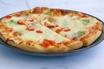 Close-up of delicious vegetarian pizza