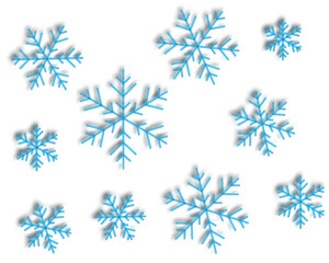 Blue 3D Snowflake Vector on Transparent Background