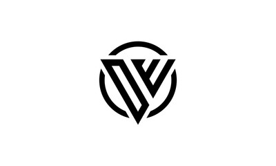 logo design inspiration for the letter DW triangle in a circle. logo designs icon
