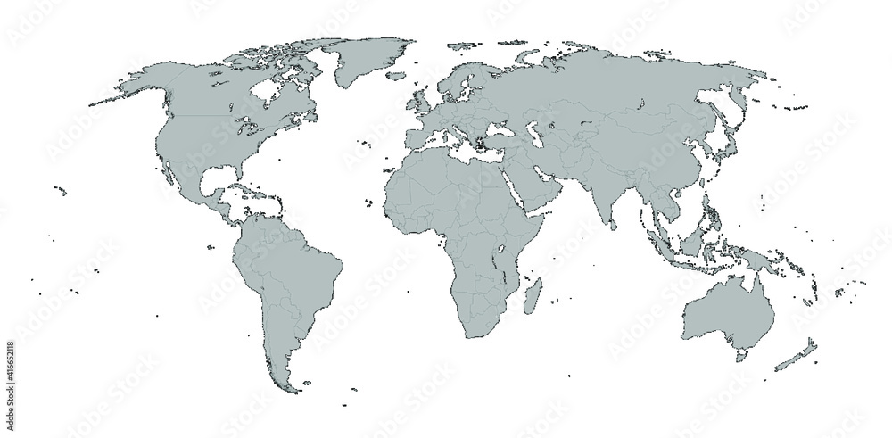 Poster world map in pixel art style. concept of global social network of planet earth.