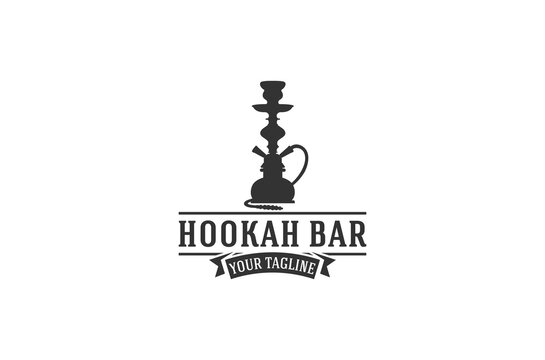 logo Hookah black and white flat style silhouette illustration.