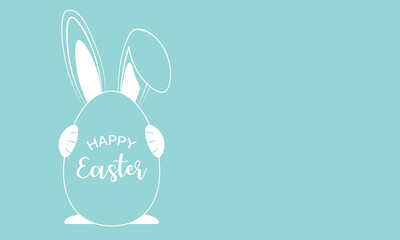 Happy Easter greeting card with rabbit holding egg