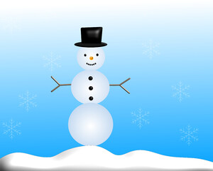 Cute 3D Snowman Vector With Snowflakes