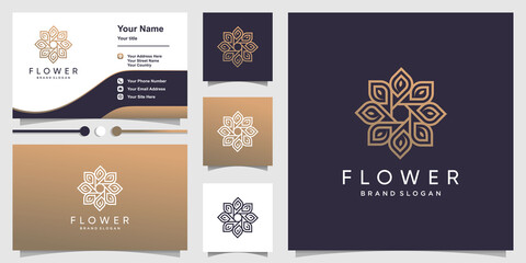 Fototapeta na wymiar Flower logo template and business card Premium Vector