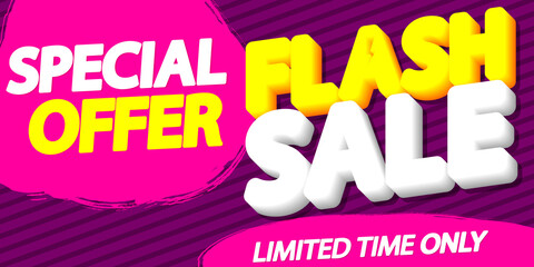 Flash Sale, poster design template, special offer, discount banner, vector illustration