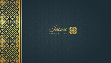 Islamic arabic background with abstract golden elegant luxury border frame. - Vector.