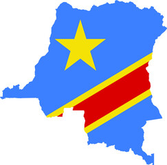 Simple flat flag of the Democratic Republic of the Congo cropped inside its map