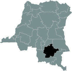 Black location map of the Congolese Haut-Lomami province inside gray map of the Democratic Republic of the Congo