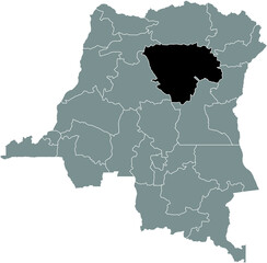 Black location map of the Congolese Tshopo province inside gray map of the Democratic Republic of the Congo