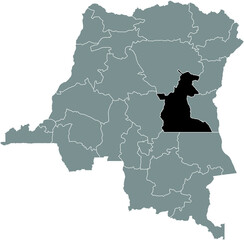 Black location map of the Congolese Maniema province inside gray map of the Democratic Republic of the Congo