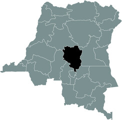 Black location map of the Congolese Sankuru province inside gray map of the Democratic Republic of the Congo