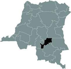Black location map of the Congolese Lomami province inside gray map of the Democratic Republic of the Congo