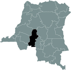 Black location map of the Congolese Kasaï province inside gray map of the Democratic Republic of the Congo