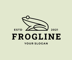 Minimalist creative frog outline logo icon design hipster vintage style illustration. simple amphibian vector symbol
