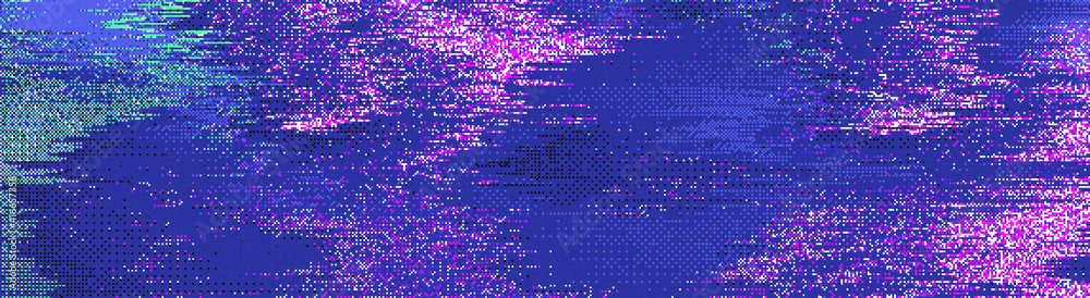 Poster Abstract grunge background with random pixel noise. Dark VHS retro screen with flickering.