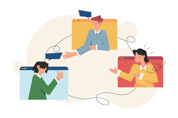 People doing online business meeting