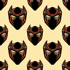 Seamless vector of tribal style fancy panther face shape mask