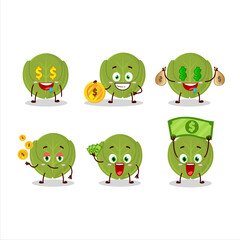 Brussels sprouts cartoon character with cute emoticon bring money