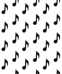 Vector seamless pattern of hand drawn music note silhouette isolated on white background