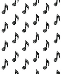 Vector seamless pattern of hand drawn doodle sketch music note isolated on white background