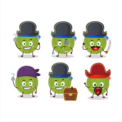 Cartoon character of brussels sprouts with various pirates emoticons