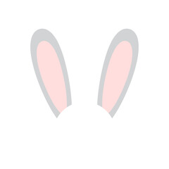 Vector flat cartoon rabbit bunny ears isolated on white background