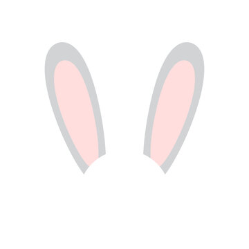 Vector flat cartoon rabbit bunny ears isolated on white background