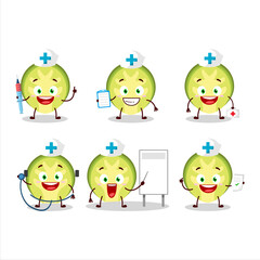 Doctor profession emoticon with slice of brussels sprouts cartoon character