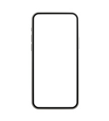 Smartphone with blank white screen isolated on white background. 3d illustration